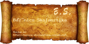 Bénics Skolasztika névjegykártya